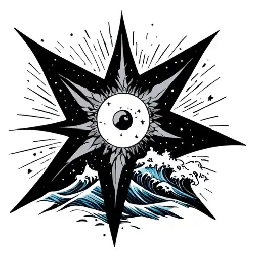 North Star And Ocean Waves