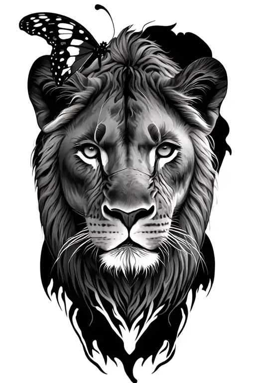 Lioness And Butterfly