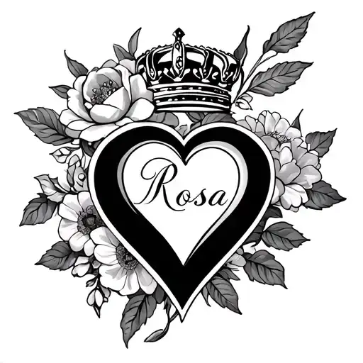 Name Rosa In Honor Of Mother Add Heart And Crown And Flowers