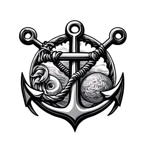 A Tortellino Witb An Anchor And An Aureola Over Them