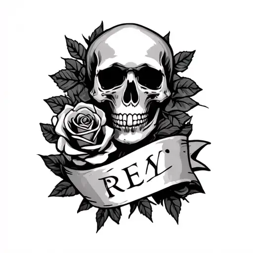 Skull And Roses And Banner