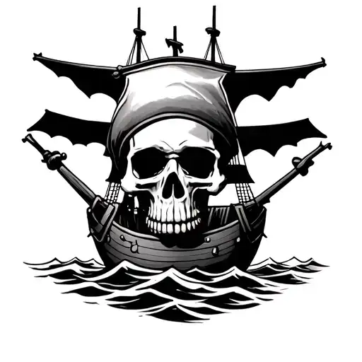Pirate Ship With Skull On Front