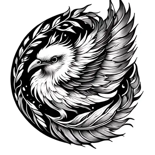 Henna Design And Phoenix Feathers