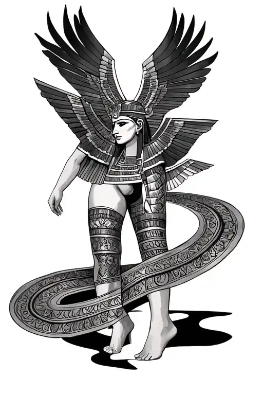 Egyptian Full Leg Slevee Tattoo Design