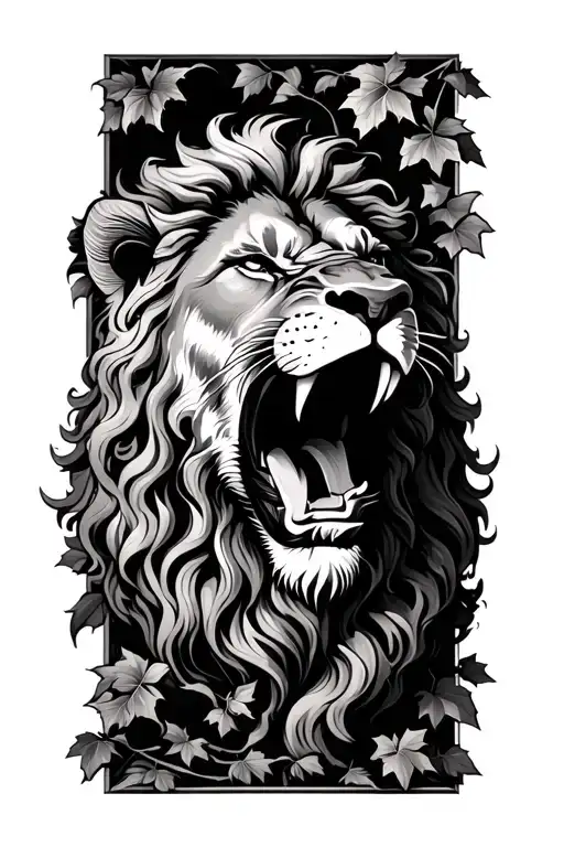 Ivy Growing And Lion Roaring