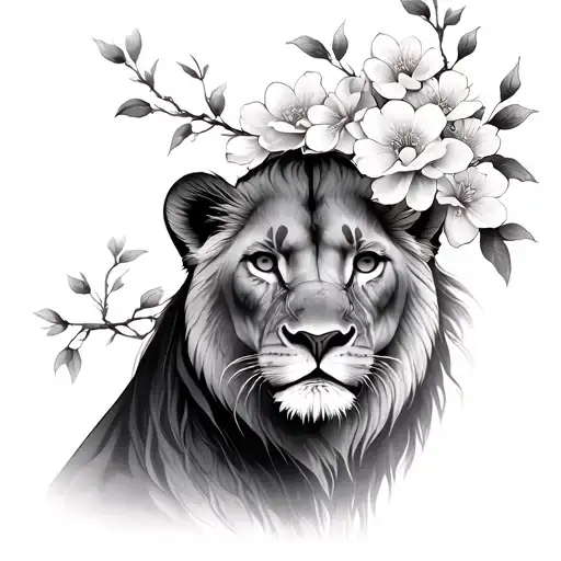 Lioness Mother Sakura Flowers