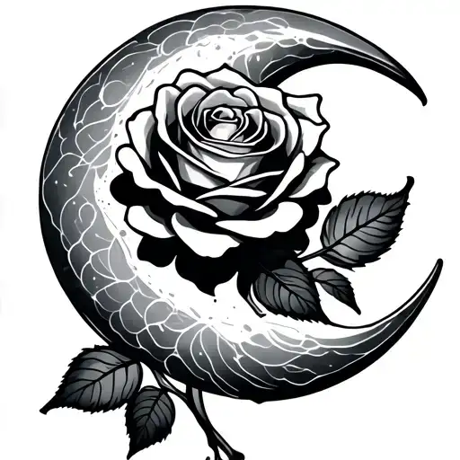 A Rose Wrapping Around A Half Moon
