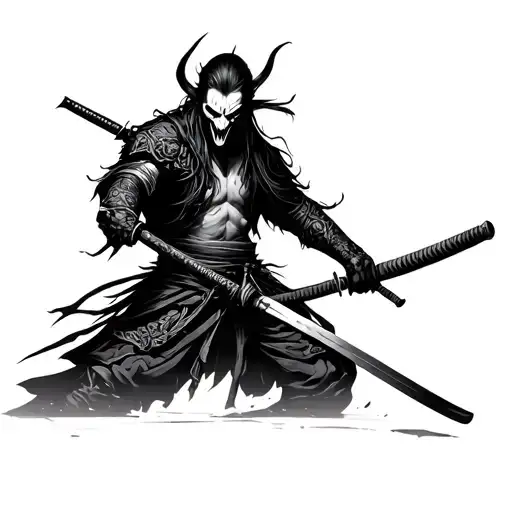 Gothic Samurai Vampire With Katana Drawn