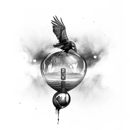 Raven On Broken Hourglass
