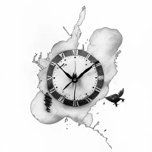 Raven On Broken Clock