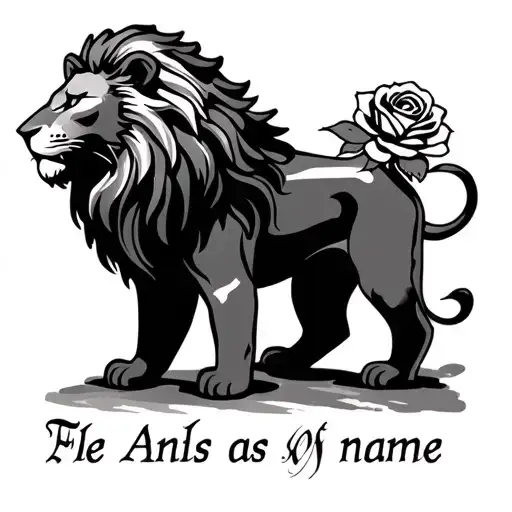 Lion With A Rose And First Name