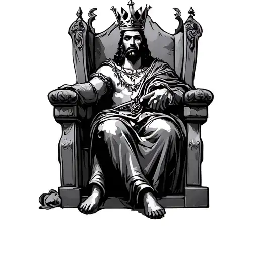 Black King On Throne Wearing A Crown