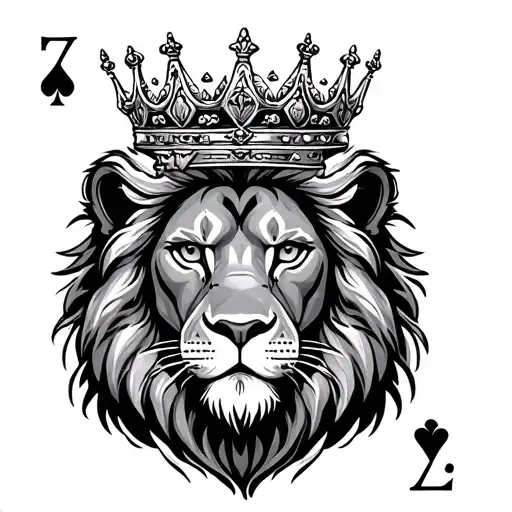 King Card Design Featuring Lion Wearing A Crown