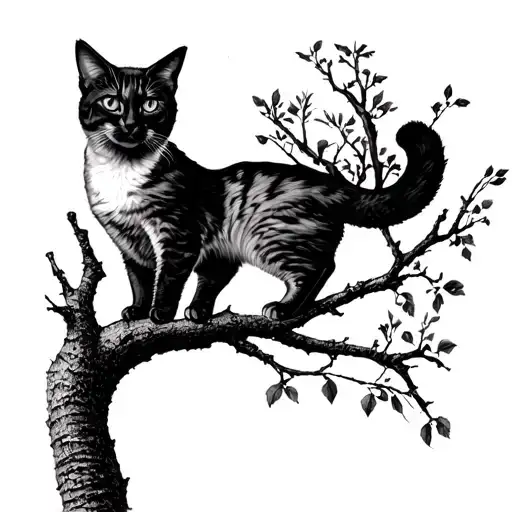 Cat In Tree Growing