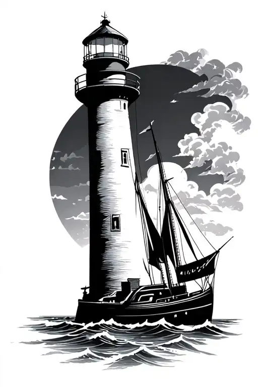 Lighthouse And Sailboat