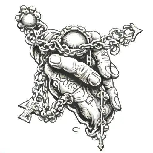 Prayer Hand Holding Rosary