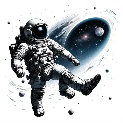 Astronaut Floating In Space Surrounded By Galaxies And Nothingness