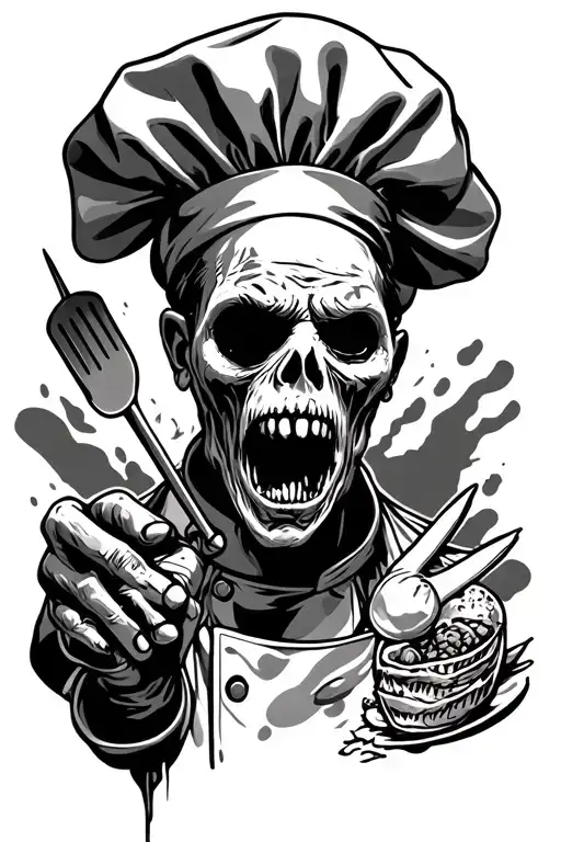 Chef Zombie Apocalyptic Scene With Elements