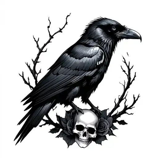 Skull Raven Rosery Arm Sleeve