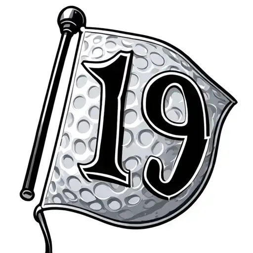 Golf Flag Pole With The Number 19
