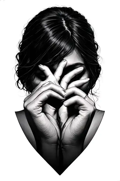 Hands Heart Shading Its Face