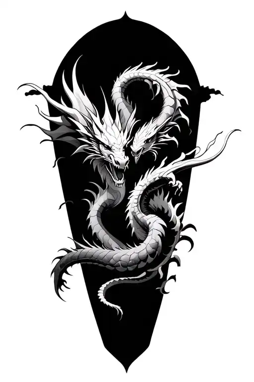 Air And Fire Twin Dragons Fighting Demons