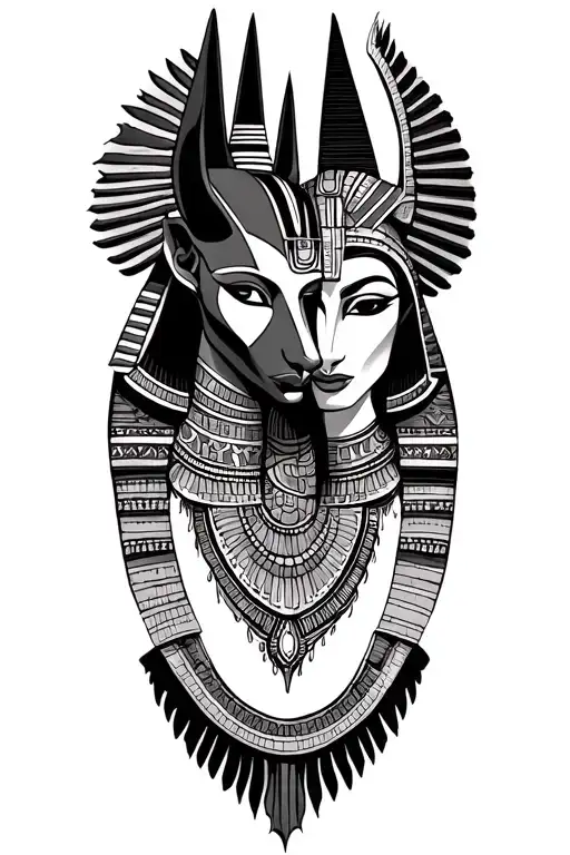 Anubis And Sekhmet Embrace 