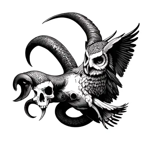 Goat Snake Skull Owl Flying