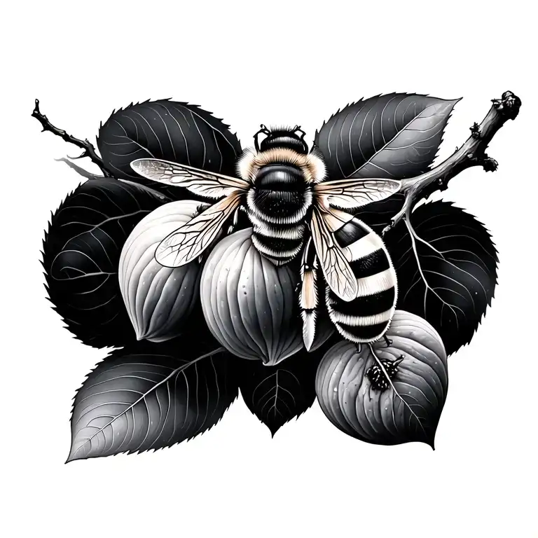 Fig Tree Branch With Bee