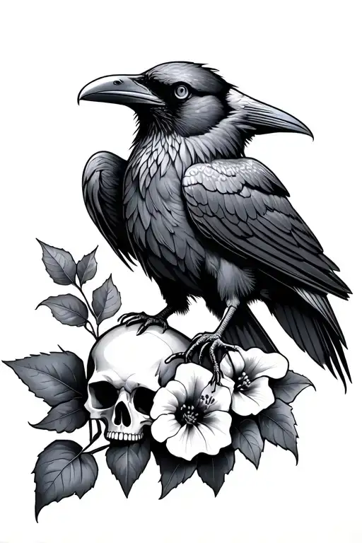 A Raven With A Skull And Belladonna And Nightshade