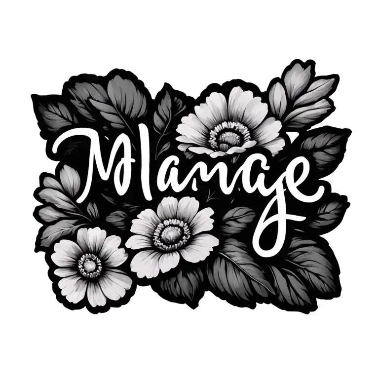 Name Cover Tattoo Inspired Wit Flowers Small