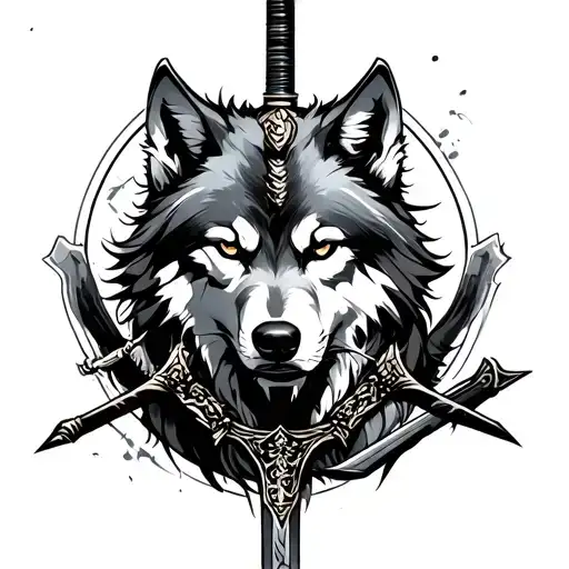 Wolf And Sword With Samurai