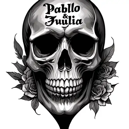 A Man's Calavera Skull With The Names Pablo And Julia Hidden