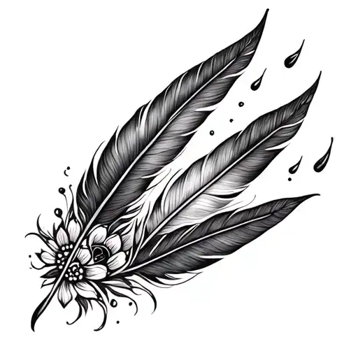 Henna Design And Feathers Falling
