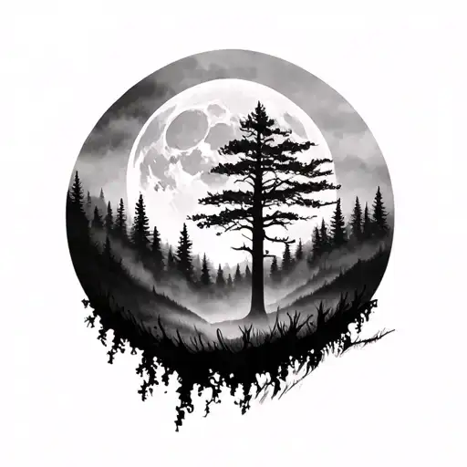 Moon Foggy Forest Sleeve