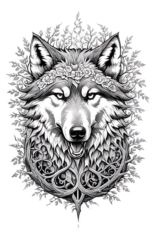 Tree Of Life With Wolf Head