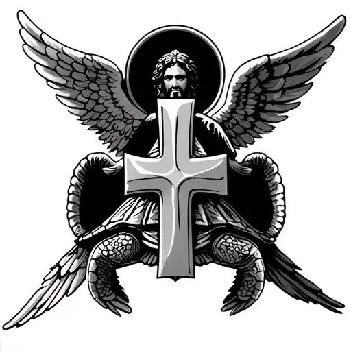 Angel Wings My Guardian Angel 14-01-74 Turtle Jesus Cross