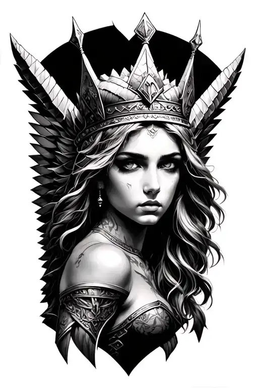 Beautiful Valkyrie With A Crown On The Head