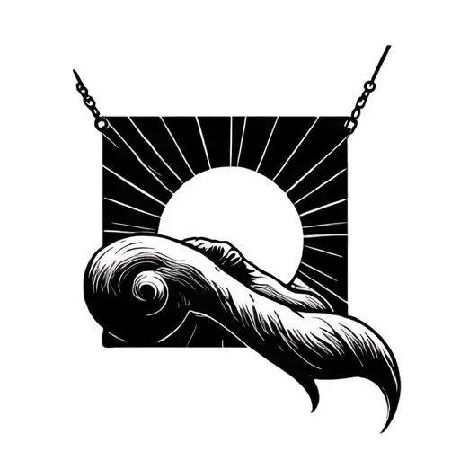 I Would Like A Tattoo Without Colors Of A Modern Swing And A Sun Behind In A Minimalist Style