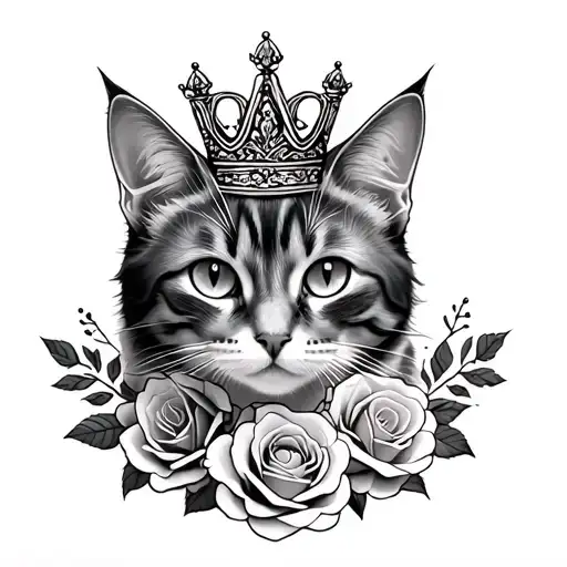 Cat With Crown And Roses Wrapped