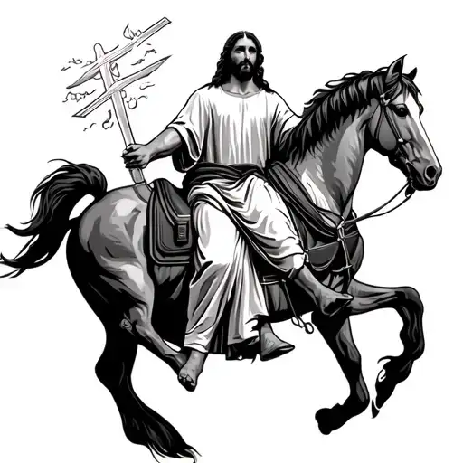 Jesus Saddling A Horse