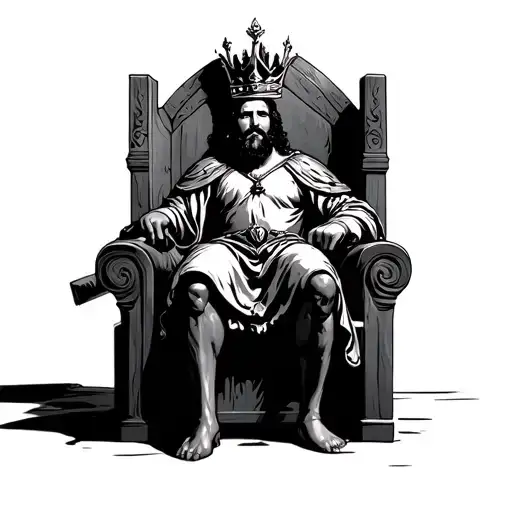 King On Throne Wearing A Crown