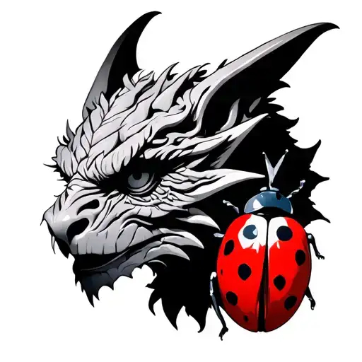 Gargoyle Head With Ladybug Body