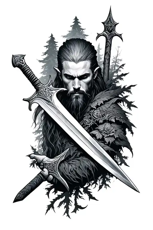 The Witcher Forest Swords Wild Hunt Inspired