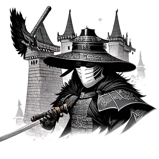Samurai With Mask In A Castle