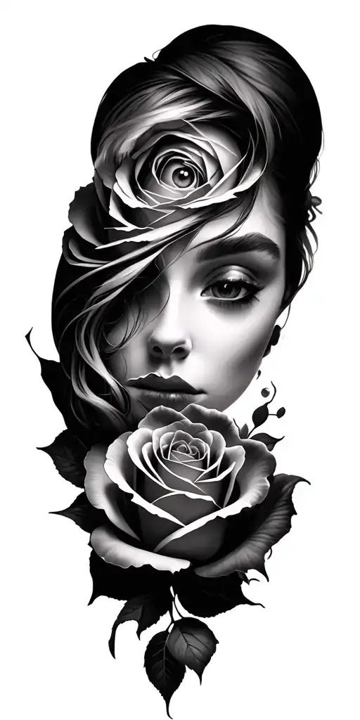 Eyes Of My Wife Surronded Roses And Torn