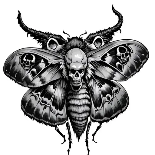 Wolf Death Moth With Skulls