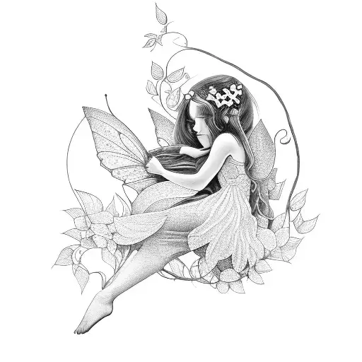Little Fairy With Vines Around Her