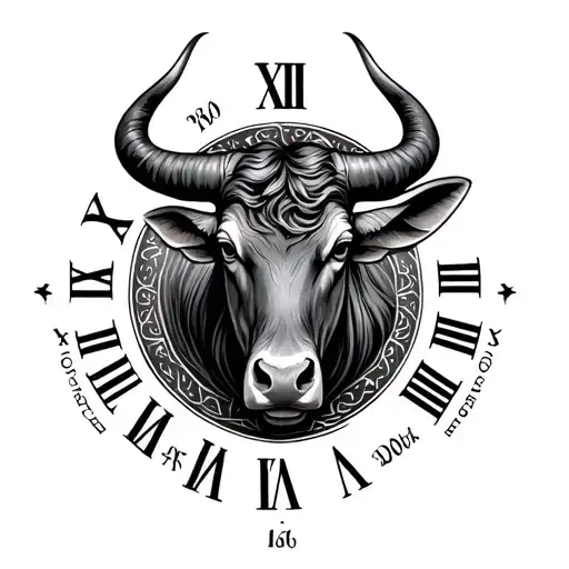 Taurus Zodiac Symbol With Birthdate In Roman Numerals