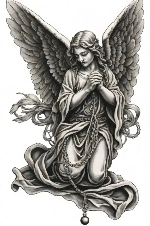 Angel Holding Prayer Beads Intertwined